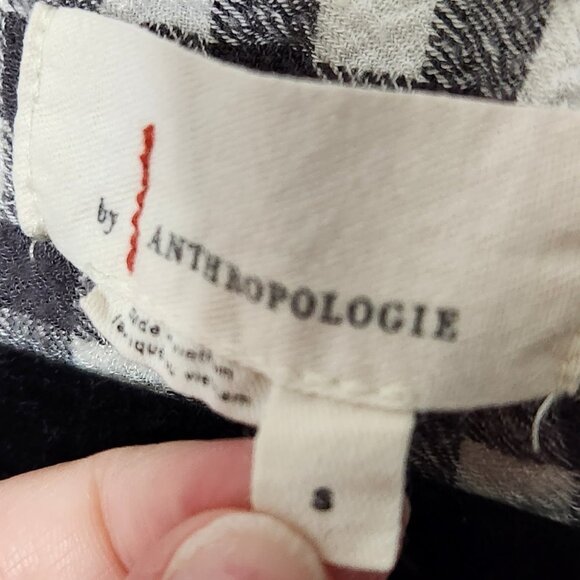 Anthropologie Black and White Checkered Button Down Shirt - Picture 3 of 6